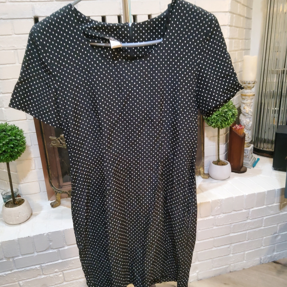90s My Michelle Black and White Polka Dot Mini Dress